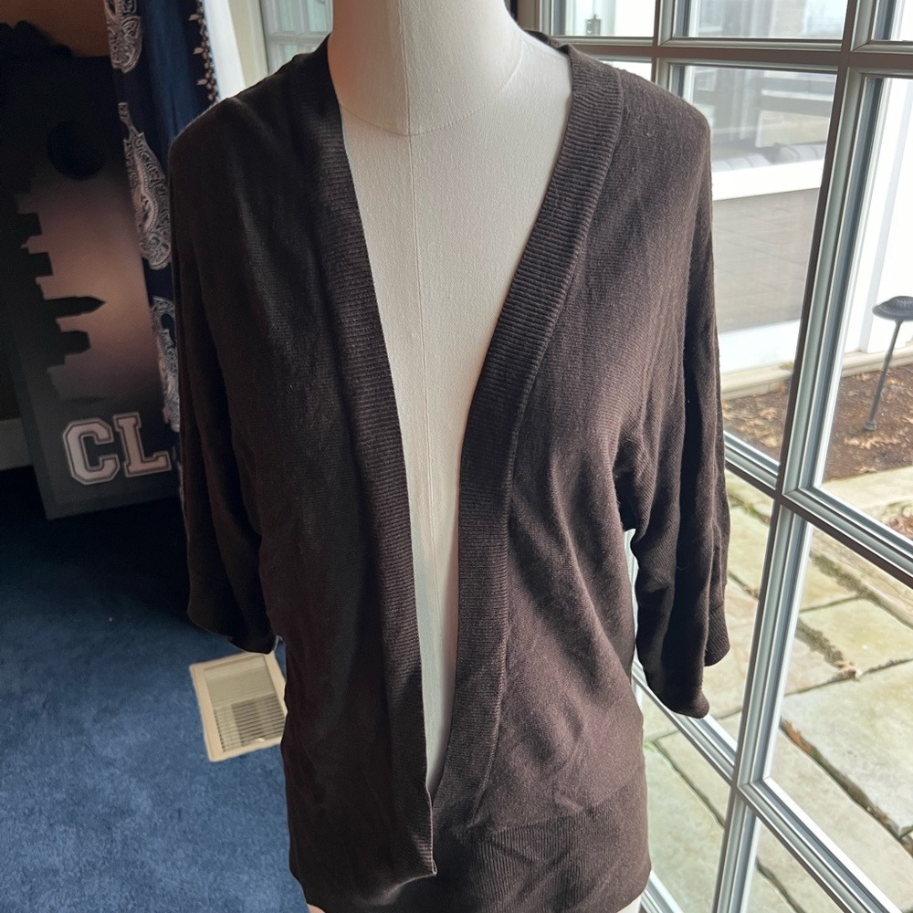NWT Ann Taylor brown deep v-neck sweater. 1/2 sleeves. Brown color. Size XL